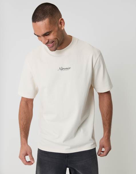 Threadbare crew neck back graphic car print t-shirt in ecru - view 1