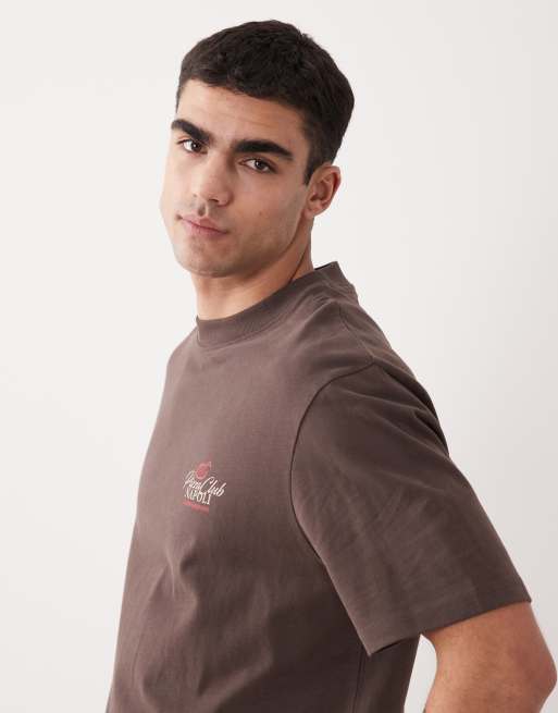 Threadbare crew neck back graphic pizza print t-shirt in chocolate brown, 4 of 5