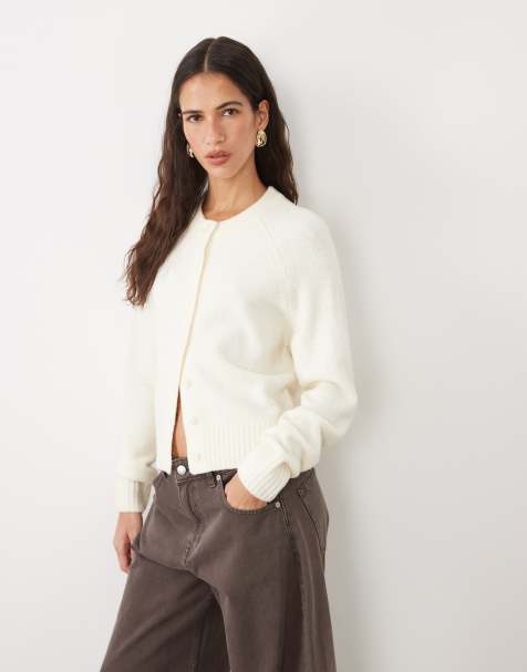 Threadbare crew neck cardigan in cream - view 1