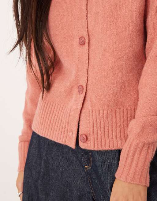 Threadbare crew neck cardigan in dusty pink, 3 of 4