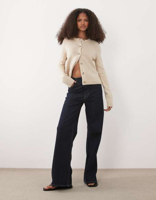Threadbare crew neck cardigan in ecru, 3 of 4