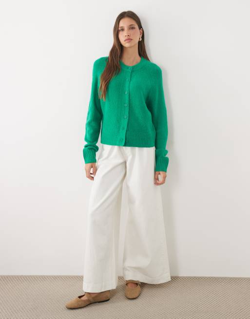 Threadbare crew neck cardigan in green, 3 of 4