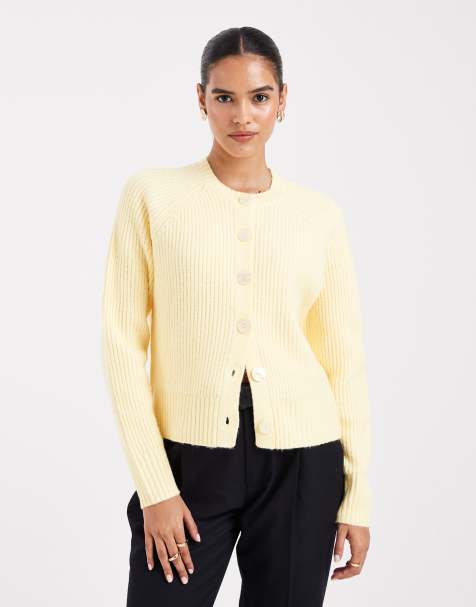 Threadbare crew neck cardigan in lemon yellow - view 1