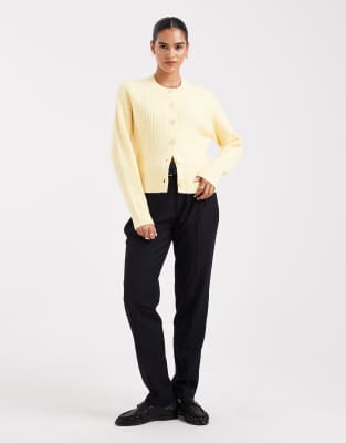 Threadbare Crew Neck Cardigan In Yellow