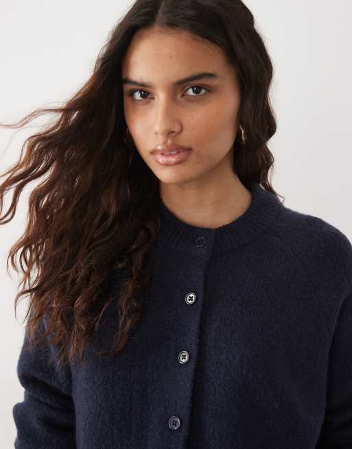 Threadbare crew neck cardigan in navy, 3 of 4