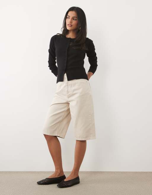Threadbare crew neck cardigan with cinched waist in black, 2 of 4