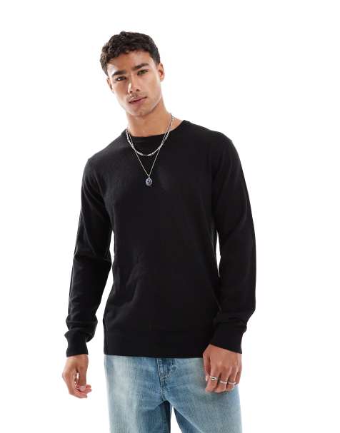 Threadbare crew neck jumper in black - view 1