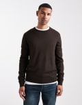 [Threadbare] Threadbare crew neck jumper in brown XS BROWN