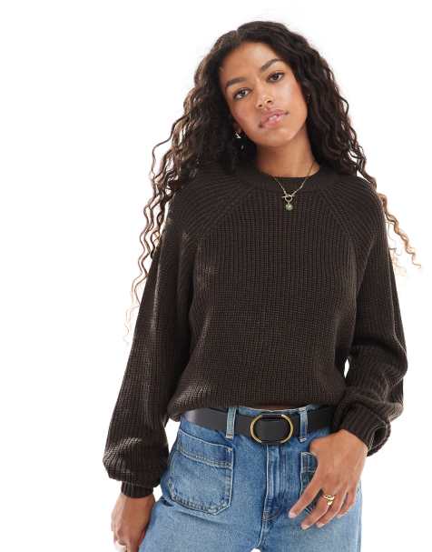 Threadbare crew neck jumper in chocolate brown - view 1