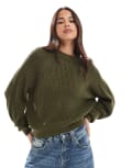 [Threadbare] Threadbare crew neck jumper in khaki-Green 8 Khaki