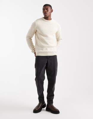 Threadbare Crew Neck Knit Sweater In Neutral