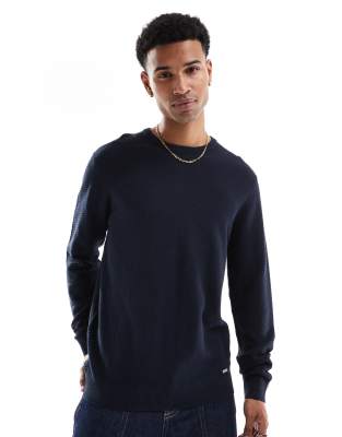 crew neck knit sweater in navy