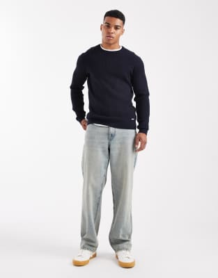 Threadbare Crew Neck Knit Sweater In Blue