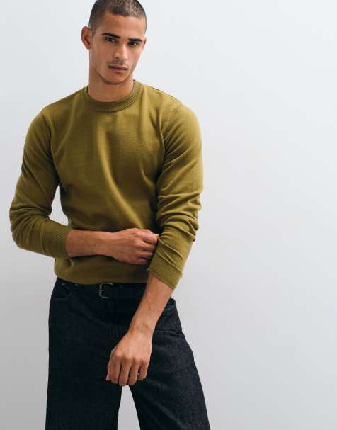 Threadbare crew neck knit sweater in olive green - view 1
