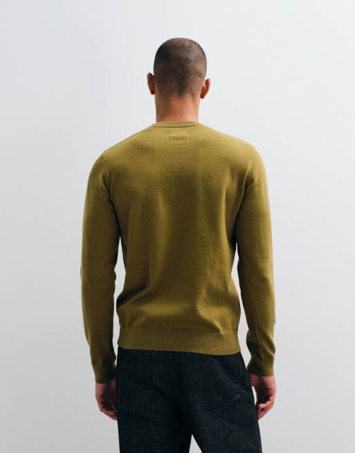 Threadbare crew neck knit sweater in olive green, 4 of 5