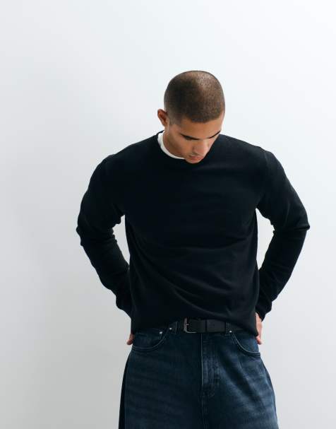 Threadbare crew neck knitted jumper in black - view 1