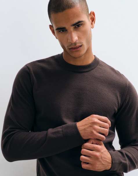 Threadbare crew neck knitted jumper in chocolate brown - view 1