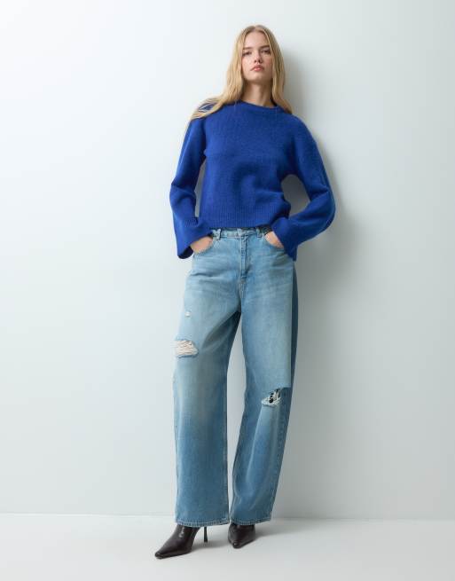 Threadbare crew neck knitted jumper in cobalt blue, 2 of 5