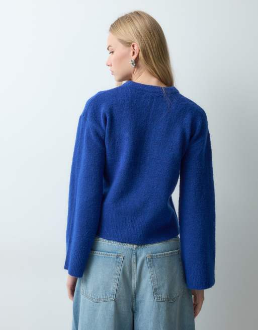 Threadbare crew neck knitted jumper in cobalt blue, 4 of 5