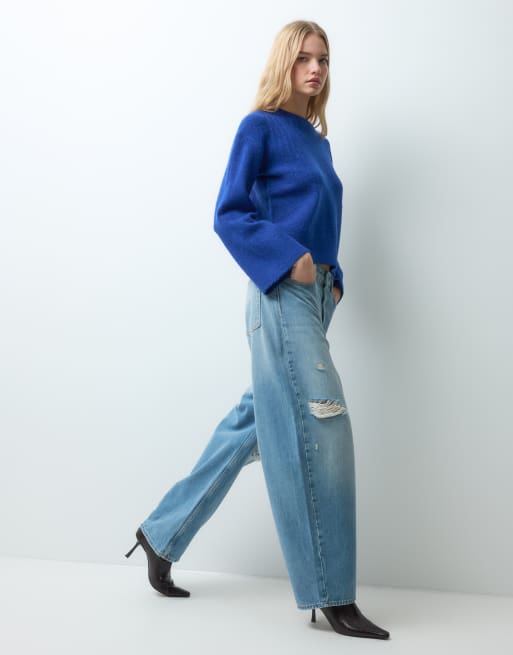 Threadbare crew neck knitted jumper in cobalt blue, 5 of 5