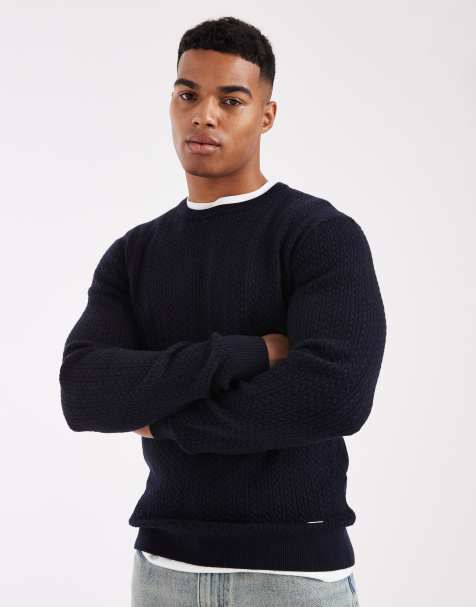 Threadbare crew neck knitted jumper in navy - view 1