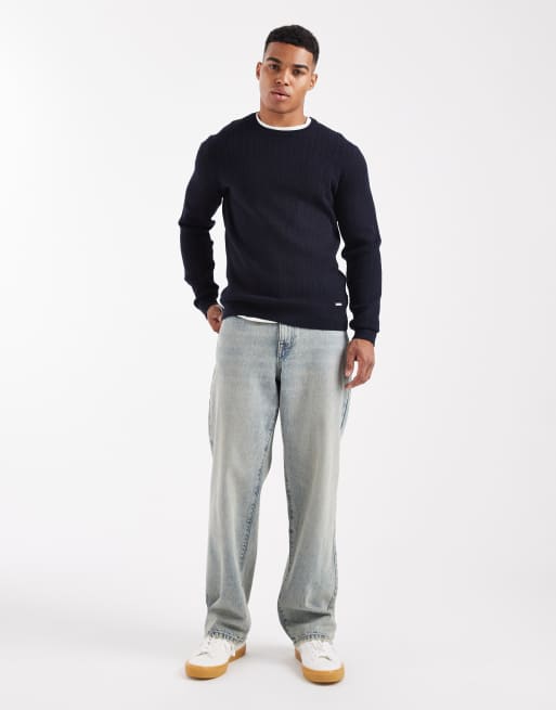 Threadbare crew neck knitted jumper in navy, 2 of 5