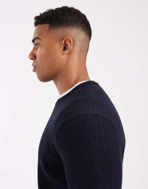 Threadbare crew neck knitted jumper in navy, 4 of 5