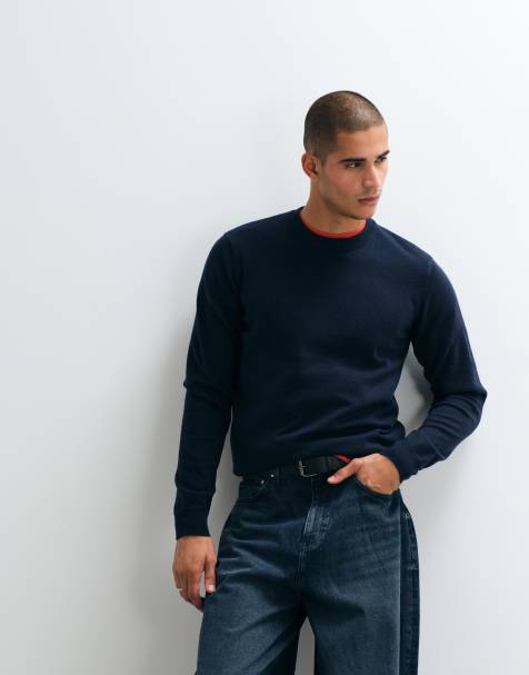 Threadbare crew neck knitted jumper in navy - view 1