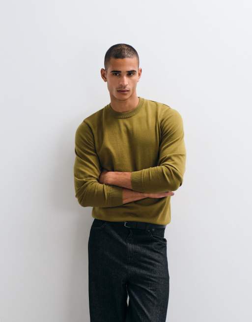 Threadbare crew neck knitted jumper in olive green, 3 of 5