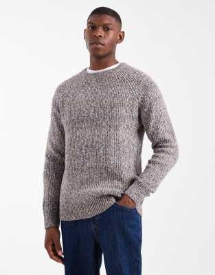 Threadbare crew neck knitted ribbed jumper in brown