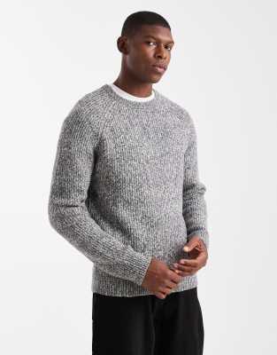 Threadbare crew neck knitted ribbed jumper in grey marl