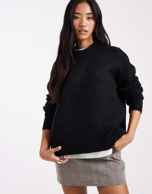 Threadbare Crew Neck Knitted Sweater In Black