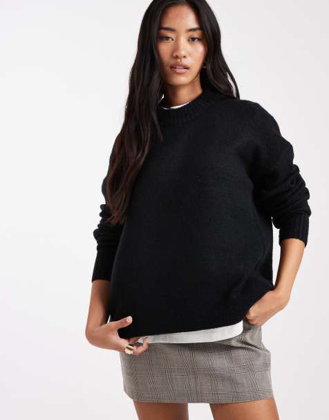 Threadbare crew neck knitted sweater in black - view 1