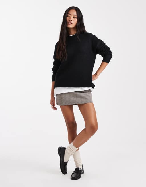 Threadbare crew neck knitted jumper in black