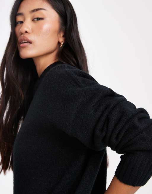 Threadbare crew neck knitted jumper in black