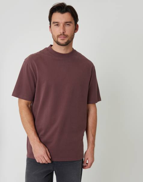 Threadbare crew neck relaxed fit t-shirt in plum - view 1