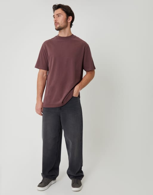 Threadbare crew neck relaxed fit t-shirt in plum, 2 of 5