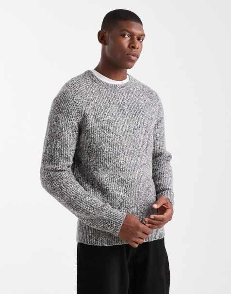 Threadbare crew neck rib knit sweater in heather gray - view 1