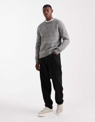 Threadbare Crew Neck Rib Knit Sweater In Gray