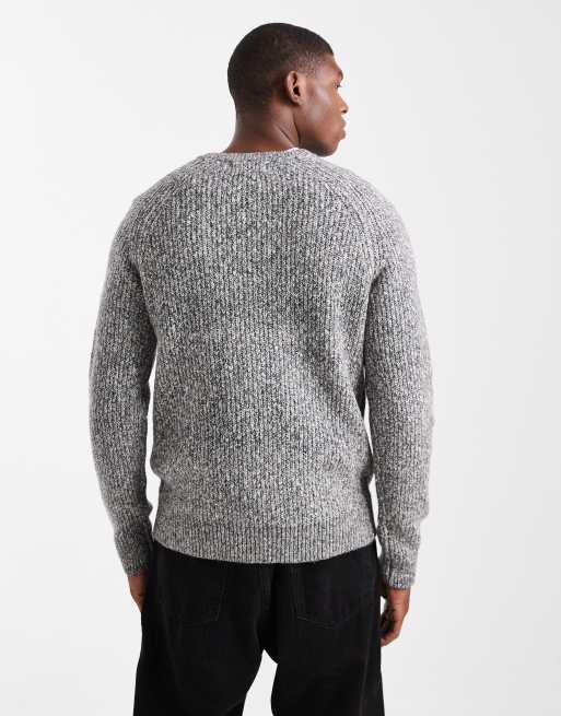 Threadbare crew neck rib knit sweater in heather gray, 3 of 5