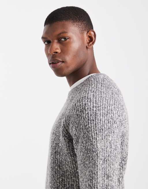 Threadbare crew neck rib knit sweater in heather gray, 4 of 5