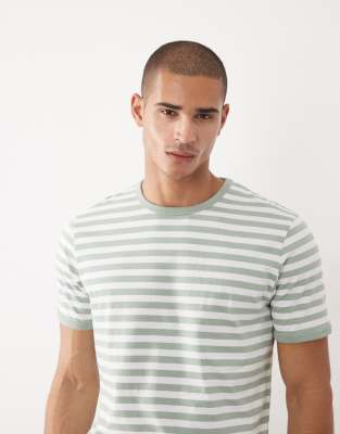 Threadbare Crew Neck Ringer T-shirt In Gray