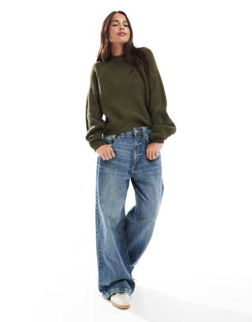 Threadbare crew neck jumper in khaki