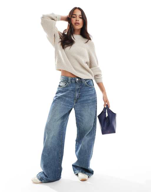 Threadbare crew neck sweater in off white