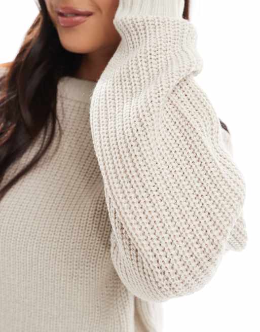 Threadbare crew neck sweater in off white