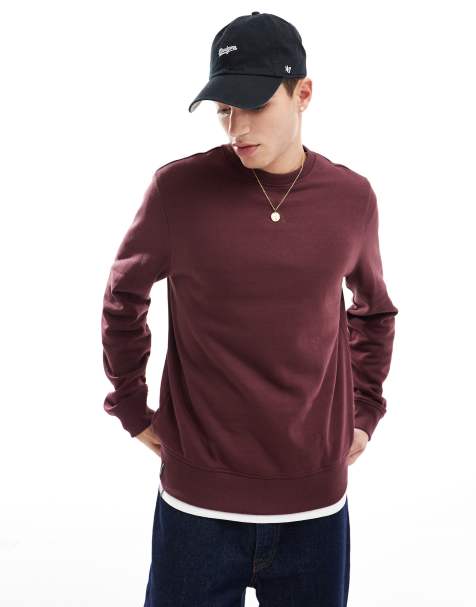 Threadbare crew neck sweatshirt in burgundy - view 1