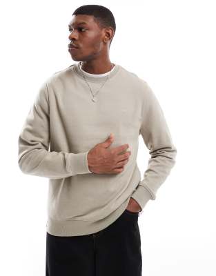 crew neck sweatshirt in stone-Neutral