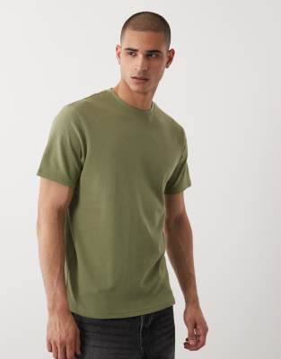 Threadbare Crew Neck Textured T-shirt In Green