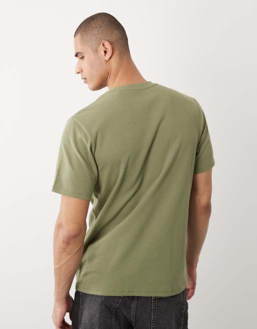 Threadbare crew neck textured T-shirt in sage green, 5 of 5