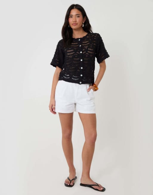 Threadbare Crochet button up top in black, 4 of 4